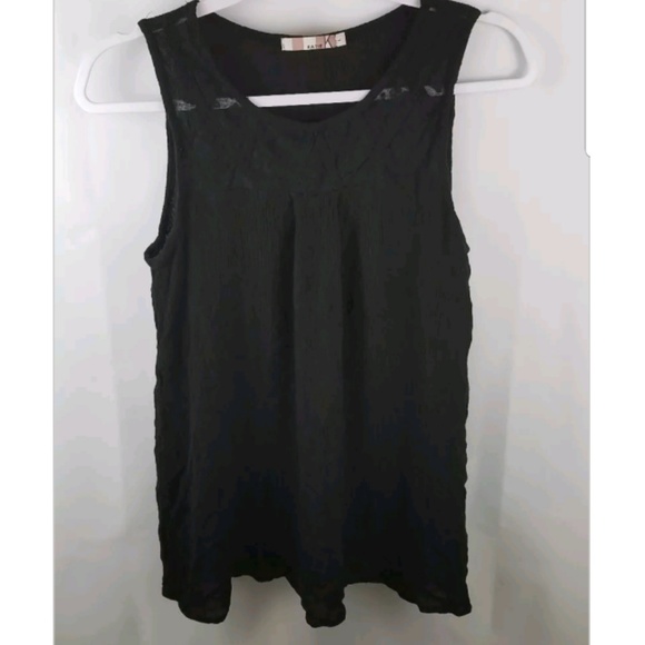 Katie K Tops - Katie K Blouse L Black Open Back Floral Lace Top